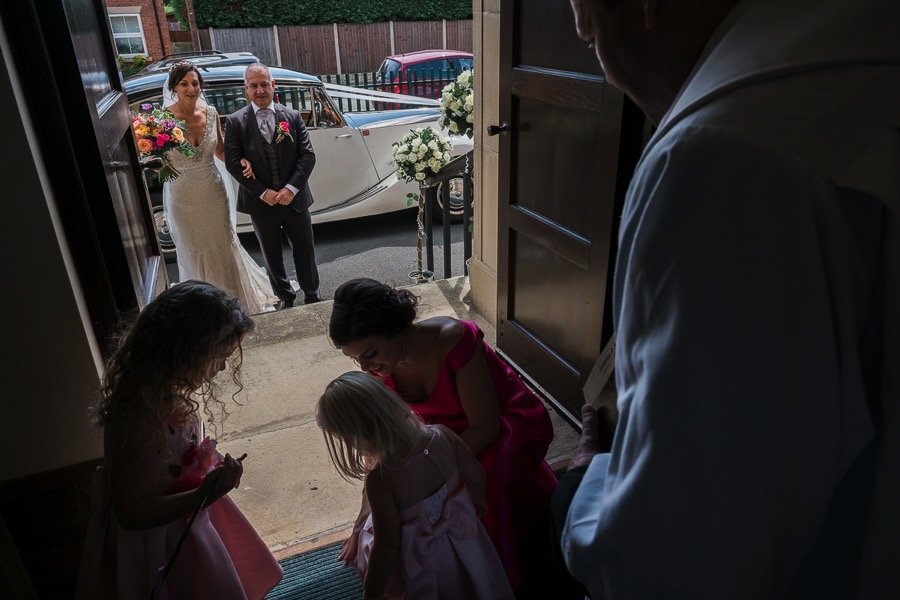 Bride arrives at St Albans church Derby