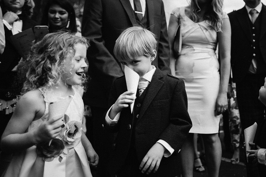 Pageboy sniffs the confetti