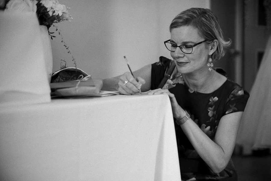 Signing the guestbook