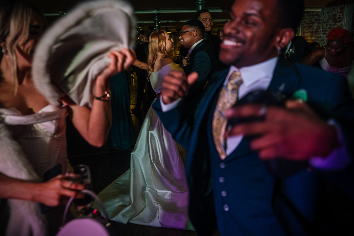 Wedding guests Dancing at the west mill wedding venue, derby Wedding guests Dancing at the west mill wedding venue, derby