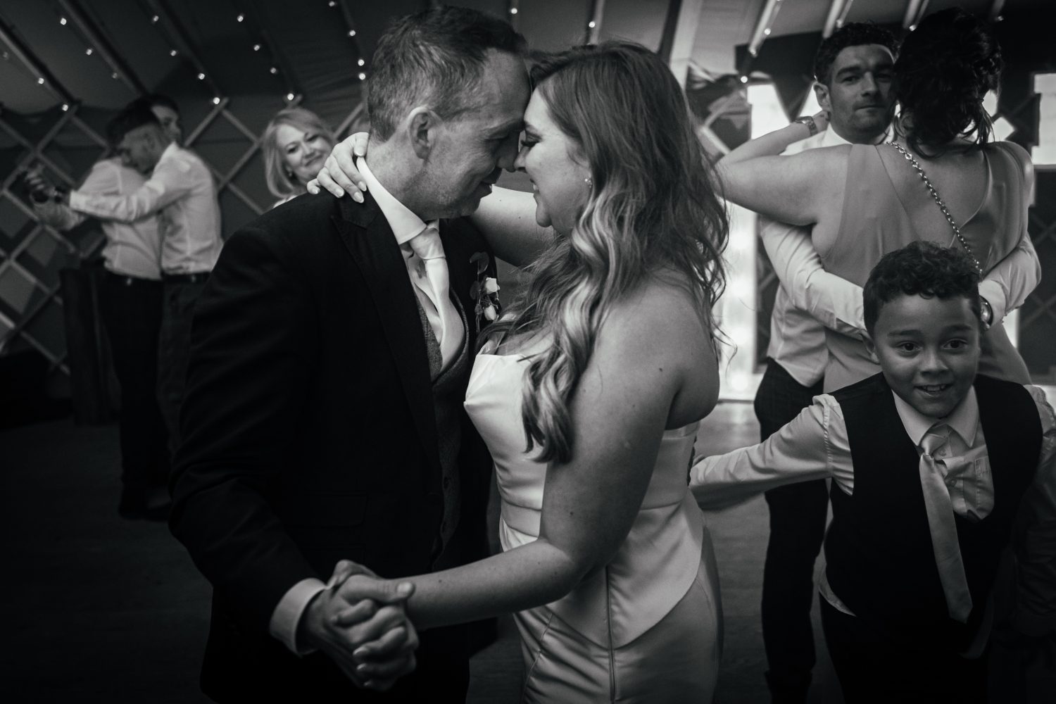 First Dance Surrounded by Guests at Thorpe Garden Wedding
