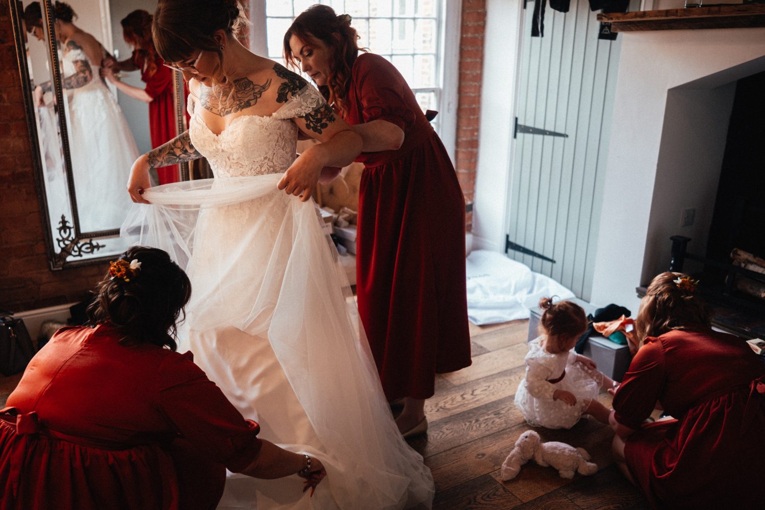 Bride getting ready at The West Mill Exclusive Use Wedding Venue Derby Bride getting ready at The West Mill Exclusive Use Wedding Venue Derby