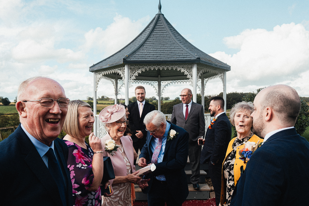 Guests gather at shottle hall wedding