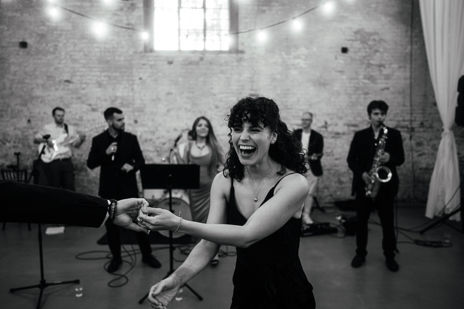 guests dancing at Calke Abbey Riding School Wedding