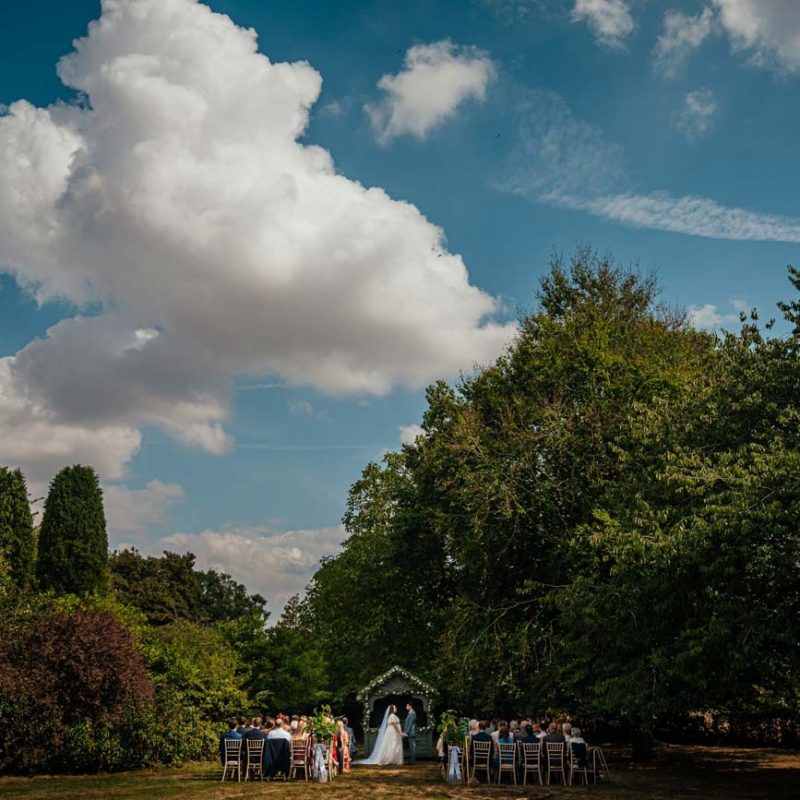 outdoor wedding ceremony at Stockton house
