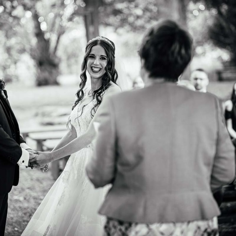 Outdoor woodland wedding ceremony at Morley Hayes