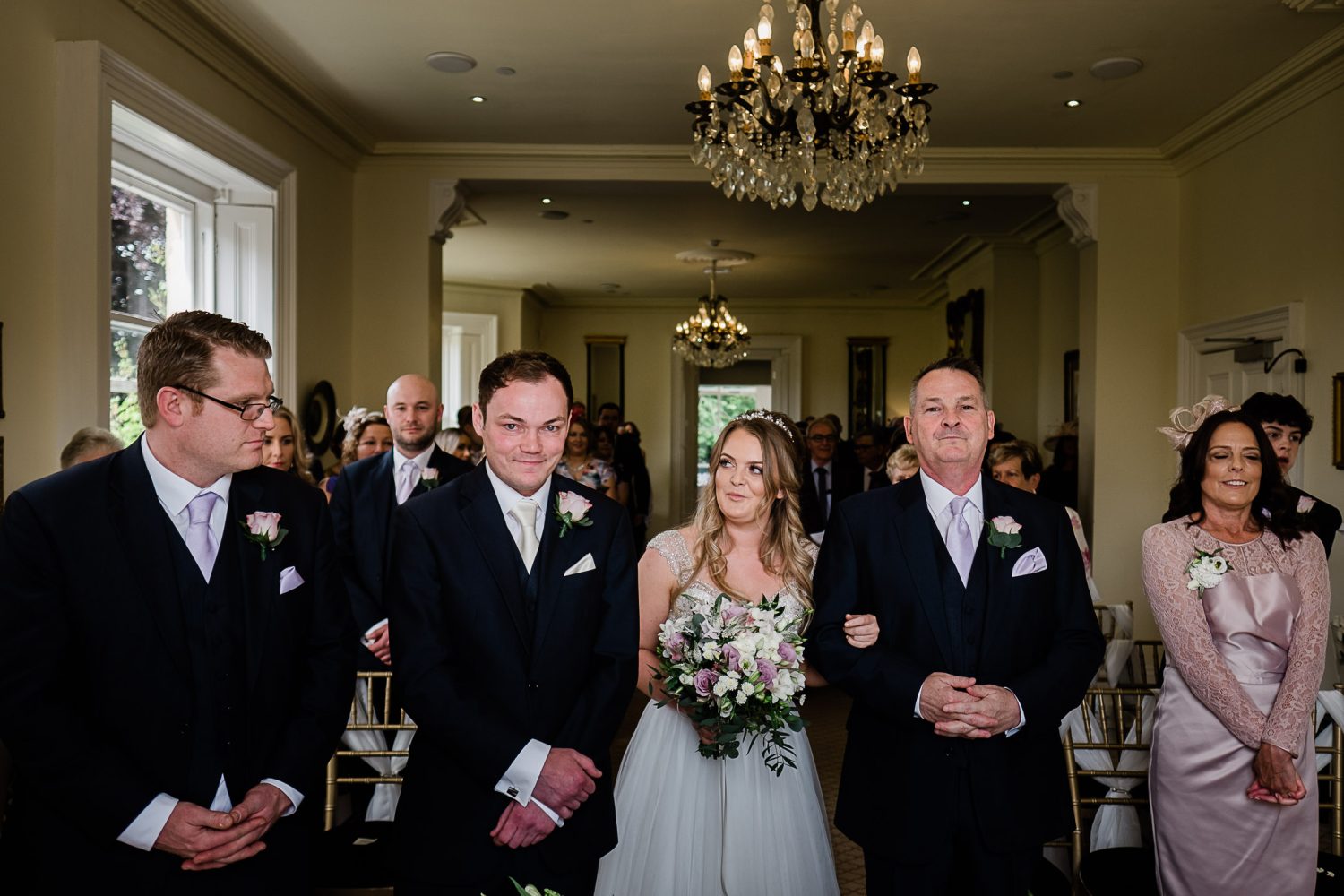 Bride walks down the aisle at Shottle Hall Bride walks down the aisle at Shottle Hall