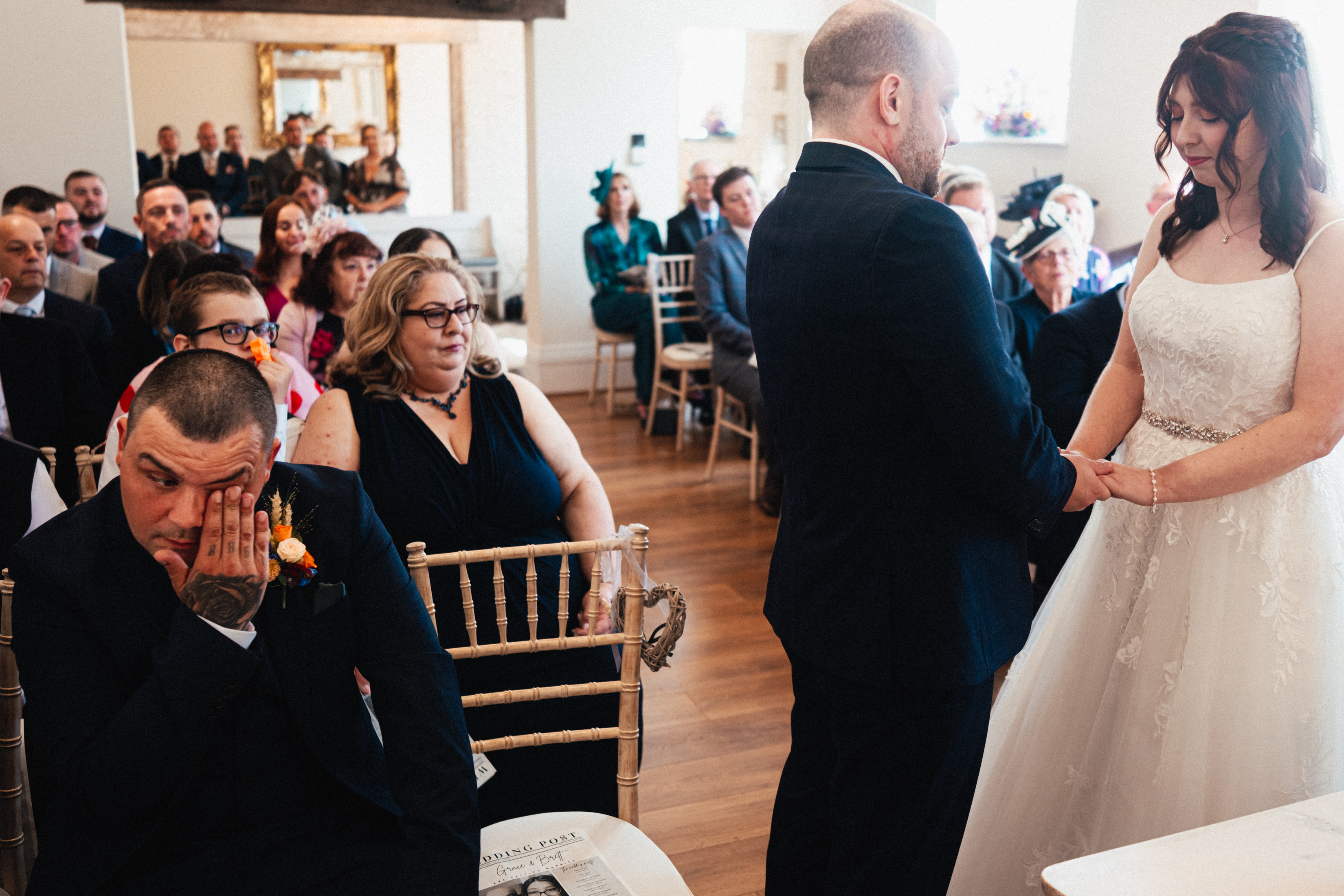 Best Derbyshire Wedding Venues 25 18. Best man wipes a tear away at Wedding Ceremony Shottle Hall