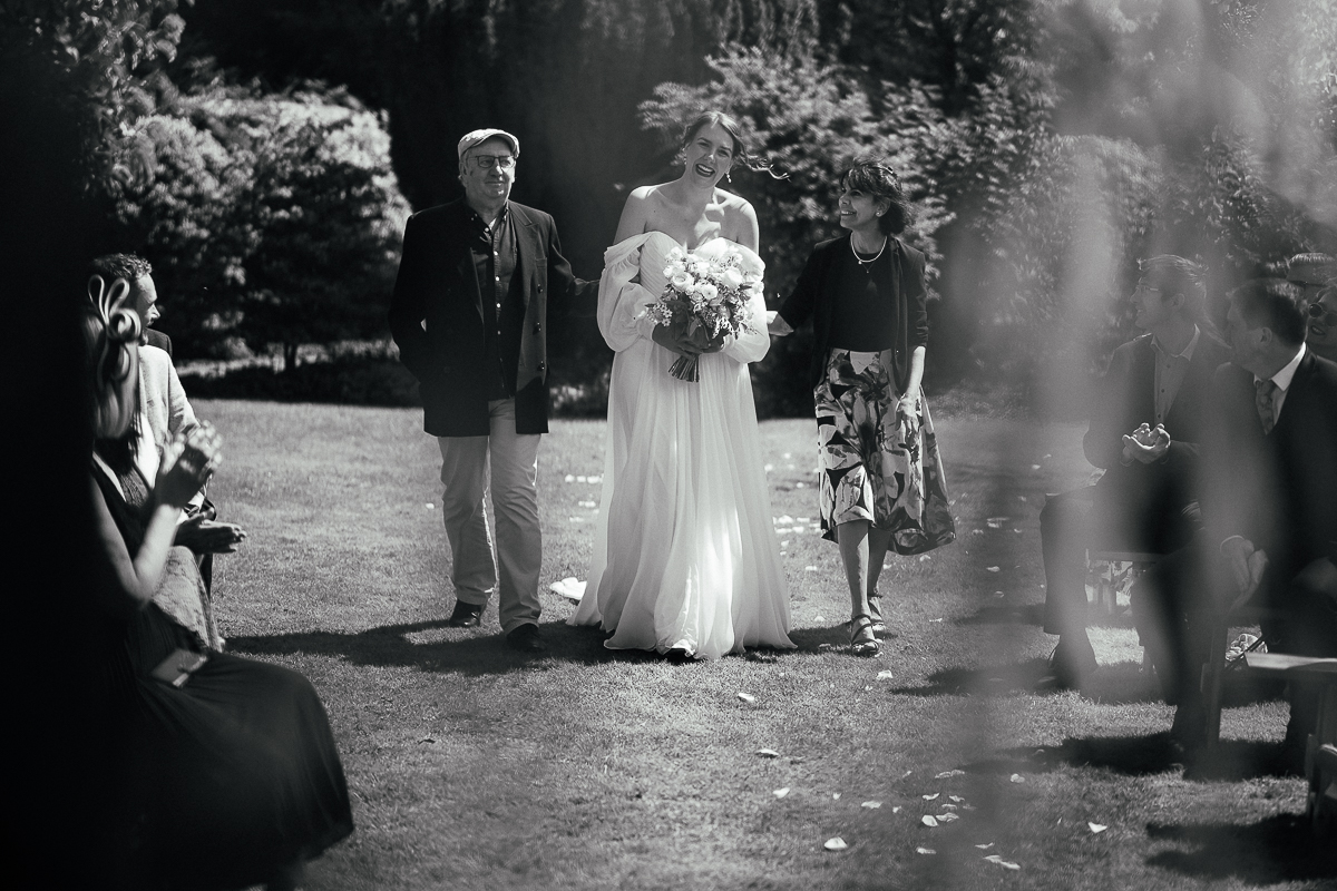 The Ultimate Derbyshire Garden Wedding? 7 Bride walking down the aisle at Garden Party Wedding